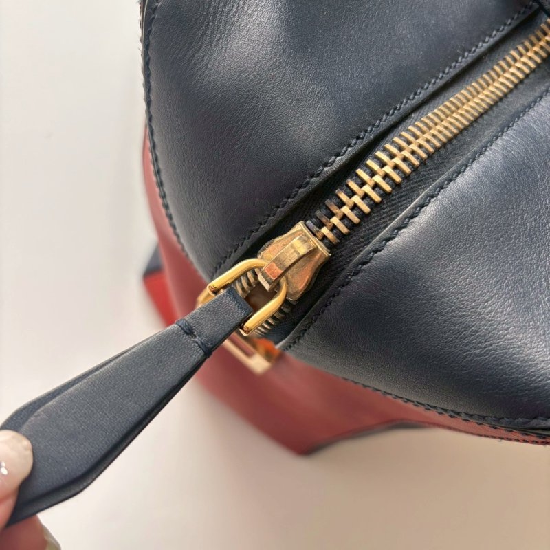 🎉89成新✨耐刮皮革‼️全往最低 TODS 深藍拼紅色手提包-13