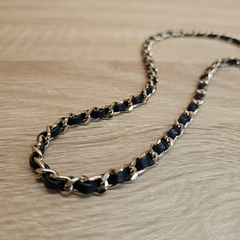 [少見好物時尚單品❣️] Chanel淡金色皮穿鏈雙C 無線耳機鏈/項鍊-6