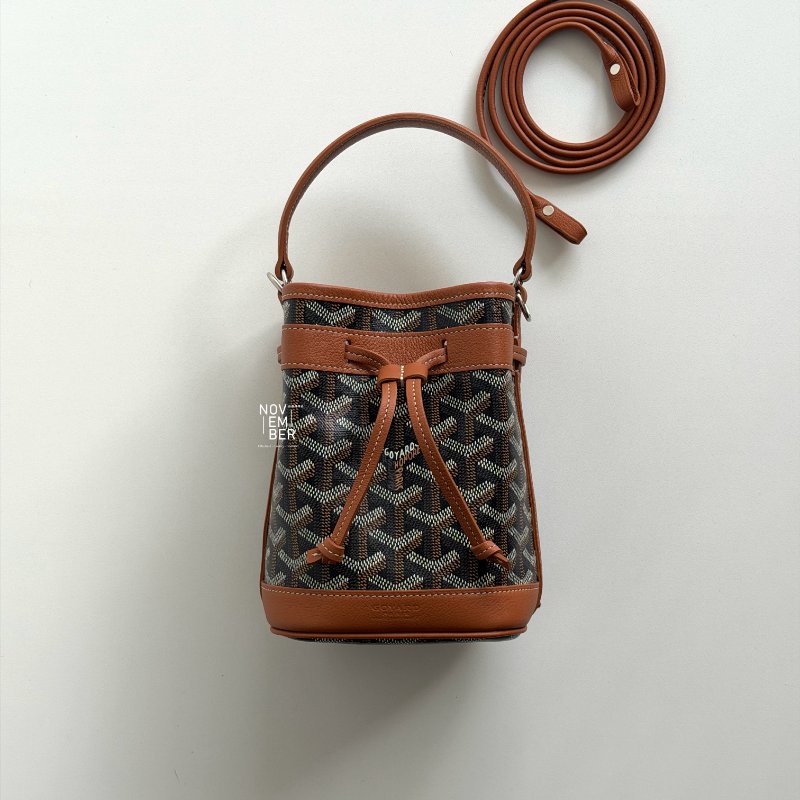 閒置新🙌🏻 Goyard 戈雅 Petit Flot Mini Bucket 迷你水桶棕色-5