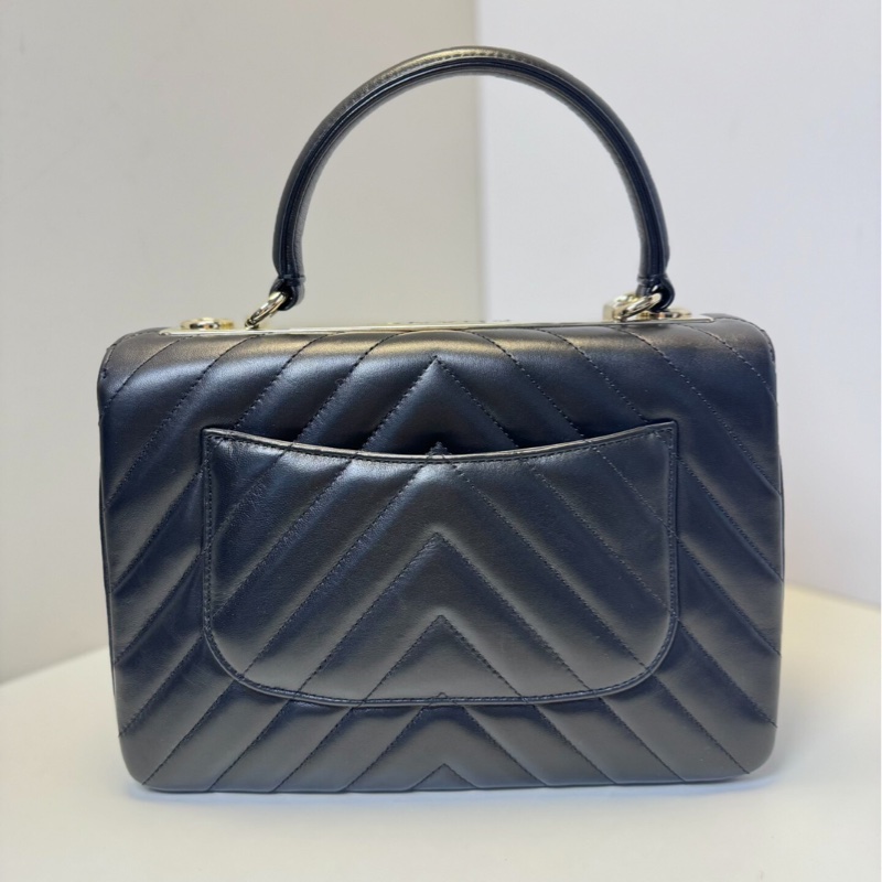 【全網最低價】 Chanel Trandy CC 羊皮V紋 手提肩背包 98新-1