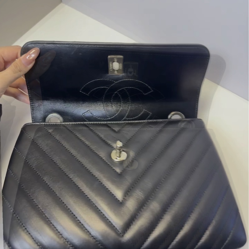 【全網最低價】 Chanel Trandy CC 羊皮V紋 手提肩背包 98新-6