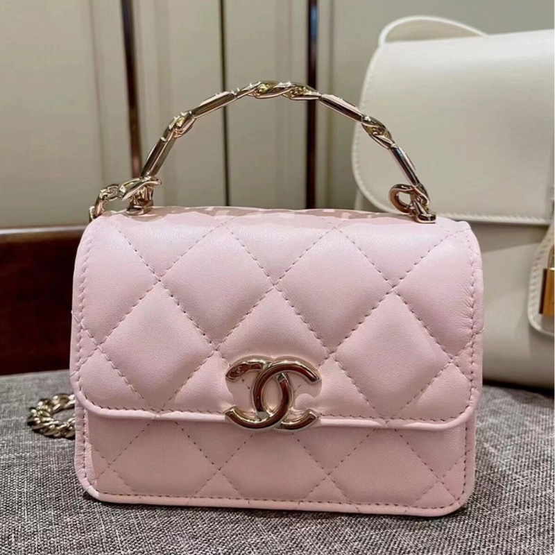 【全網最低價】 Chanel 22s 粉色琺瑯小廢包 99新-2