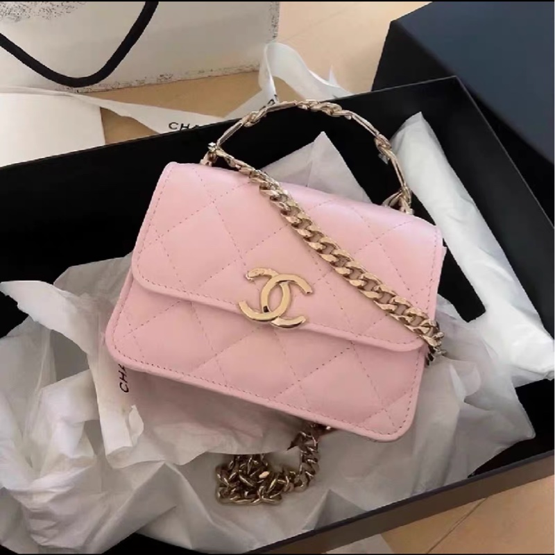 【全網最低價】 Chanel 22s 粉色琺瑯小廢包 99新-4