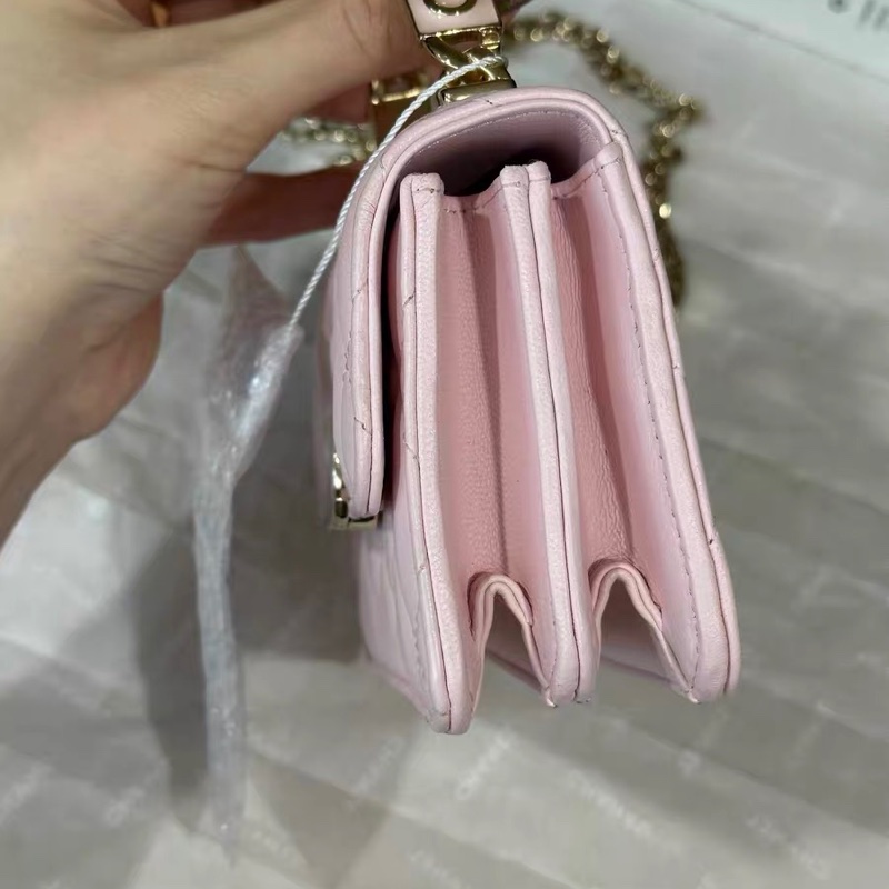 【全網最低價】 Chanel 22s 粉色琺瑯小廢包 99新-3