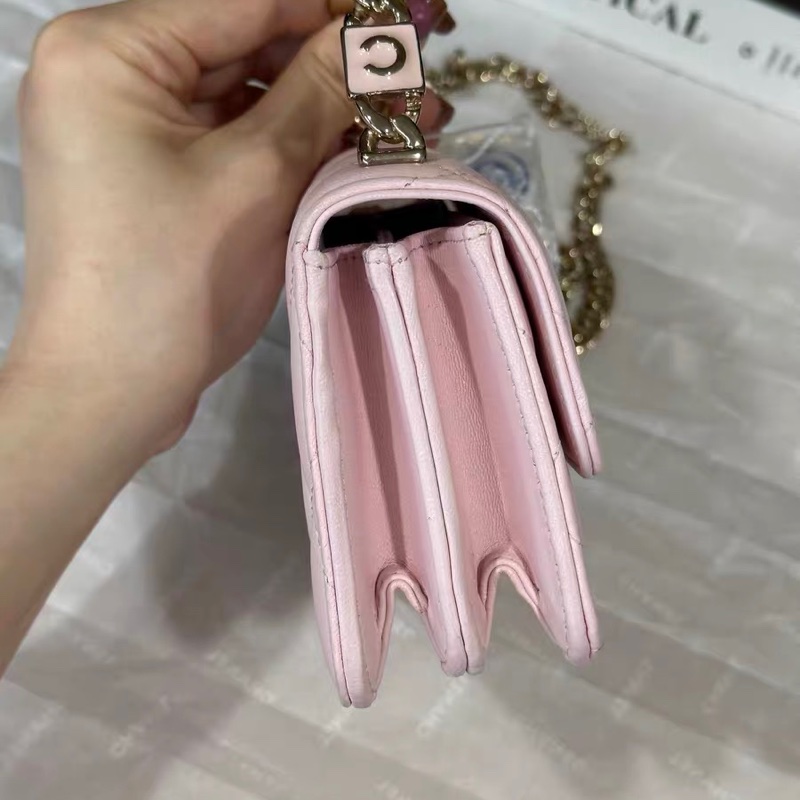 【全網最低價】 Chanel 22s 粉色琺瑯小廢包 99新-5
