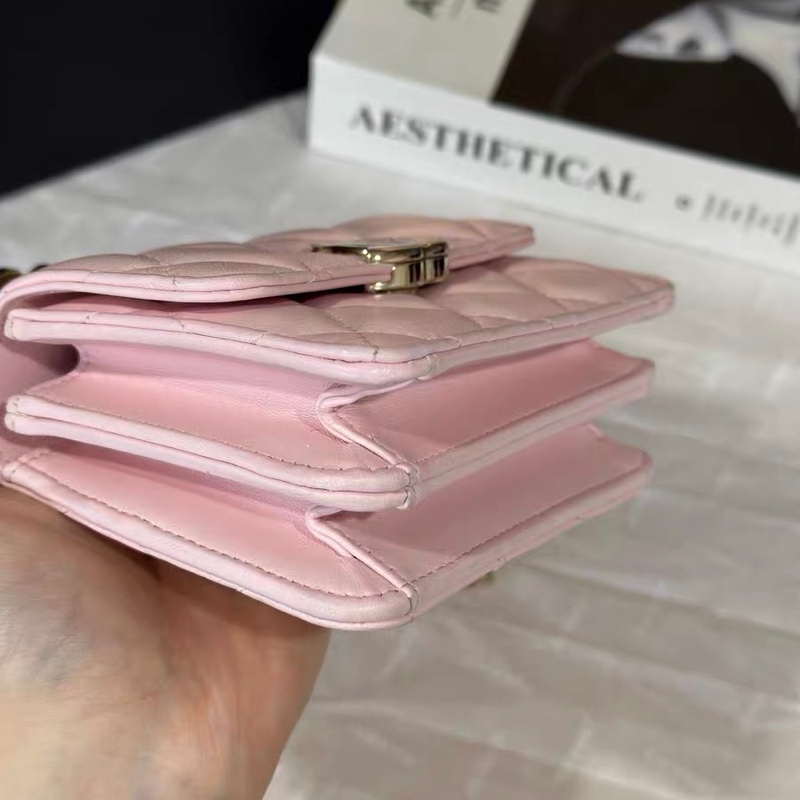 【全網最低價】 Chanel 22s 粉色琺瑯小廢包 99新-7