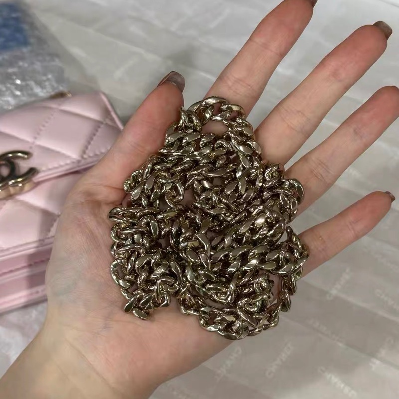 【全網最低價】 Chanel 22s 粉色琺瑯小廢包 99新-10