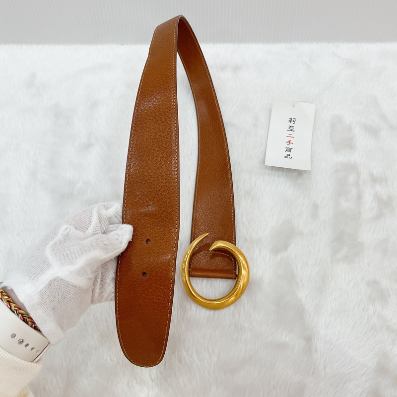 莉亞精品♡Gucci 037.19焦糖皮帶70 二手-2