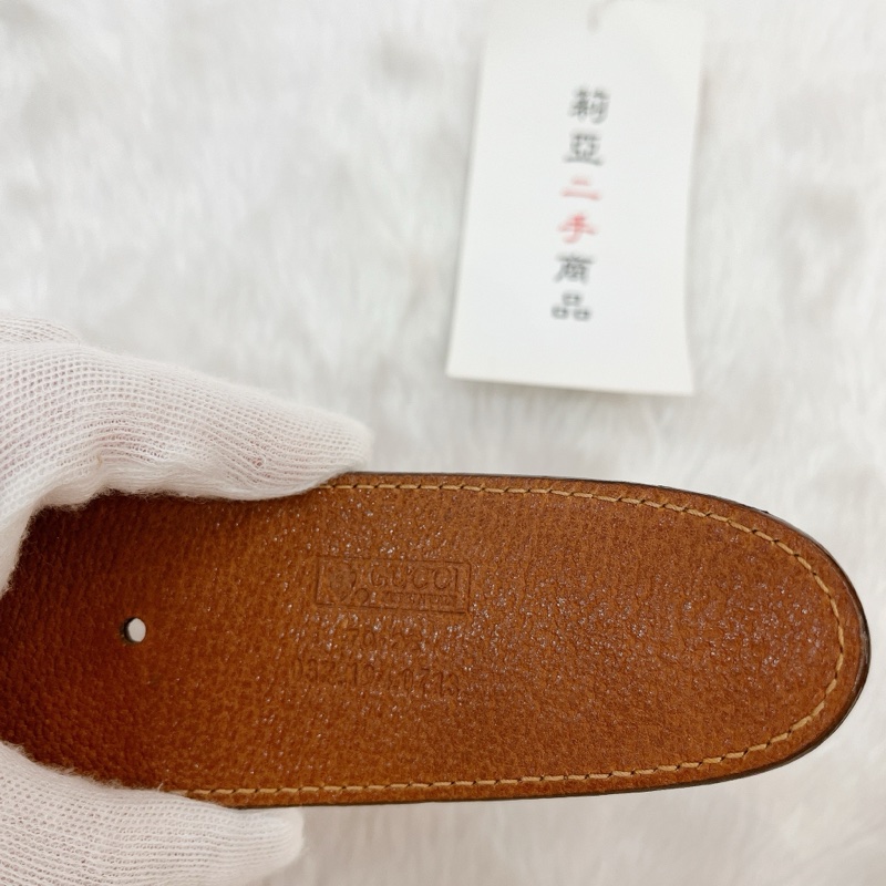 莉亞精品♡Gucci 037.19焦糖皮帶70 二手-6