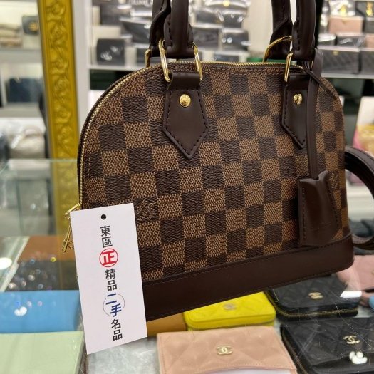 東區正精品㊣LV N41221 Alma BB 咖啡格手提包斜背包兩用包 RZ5111-1