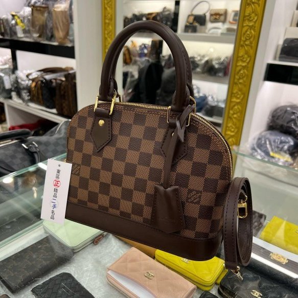 東區正精品㊣LV N41221 Alma BB 咖啡格手提包斜背包兩用包 RZ5111-2