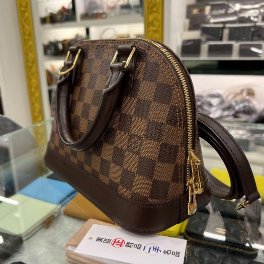 東區正精品㊣LV N41221 Alma BB 咖啡格手提包斜背包兩用包 RZ5111-7