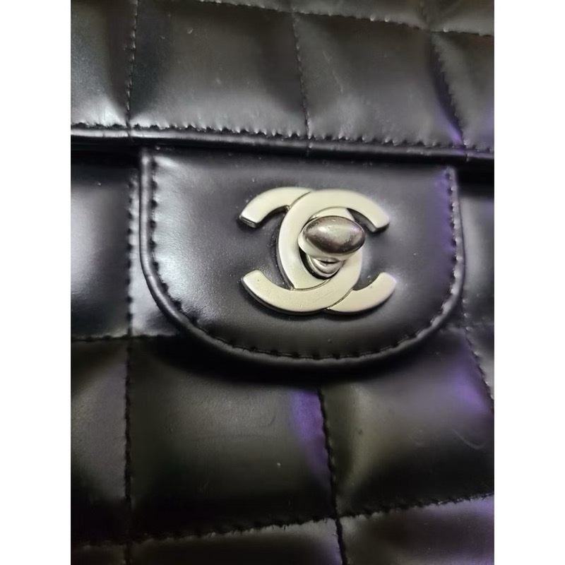Chanel 香奈兒 Vintage 黑色銀扣 冰格包 巧克力格 老包 古董包2000-2002-10