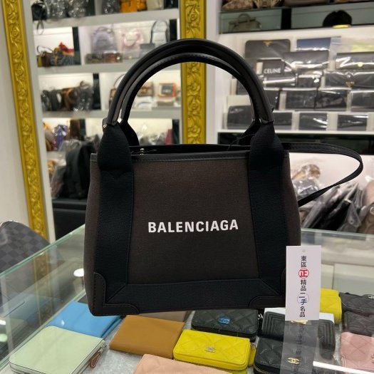 ㊣東區正精品㊣BALENCIAGA CABAS XS 390346 巴黎世家黑色帆布手提斜背包二用包RA1053-0
