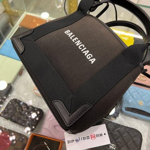 ㊣東區正精品㊣BALENCIAGA CABAS XS 390346 巴黎世家黑色帆布手提斜背包二用包RA1053-3