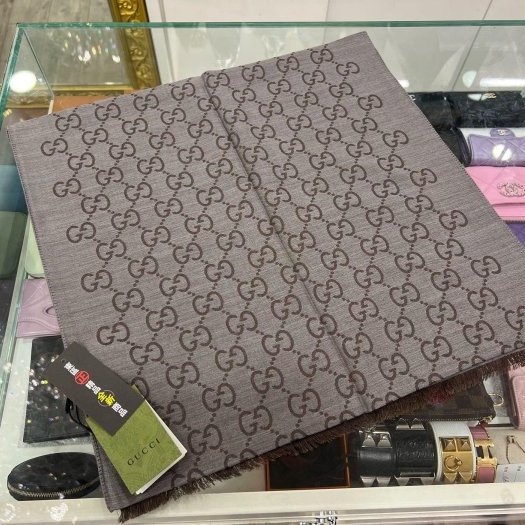 東區正精品㊣GUCCI 165904 1264 全新淺棕色 GG LOGO 雙面羊毛流蘇圍巾 RZ6116-2