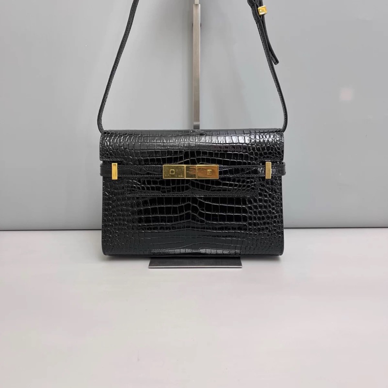 YSL聖羅蘭Manhattan小號黑金鰐魚紋曼哈頓-0