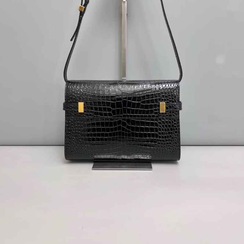 YSL聖羅蘭Manhattan小號黑金鰐魚紋曼哈頓-1