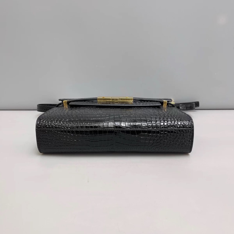 YSL聖羅蘭Manhattan小號黑金鰐魚紋曼哈頓-3