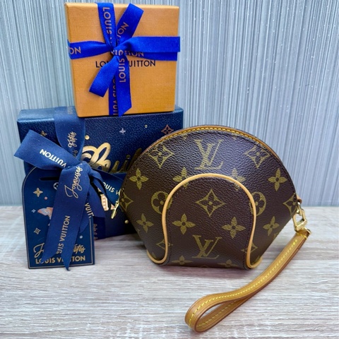 LV M51129 ELLIPSE 老花貝殼拉鍊手拿包化妝包晚宴包