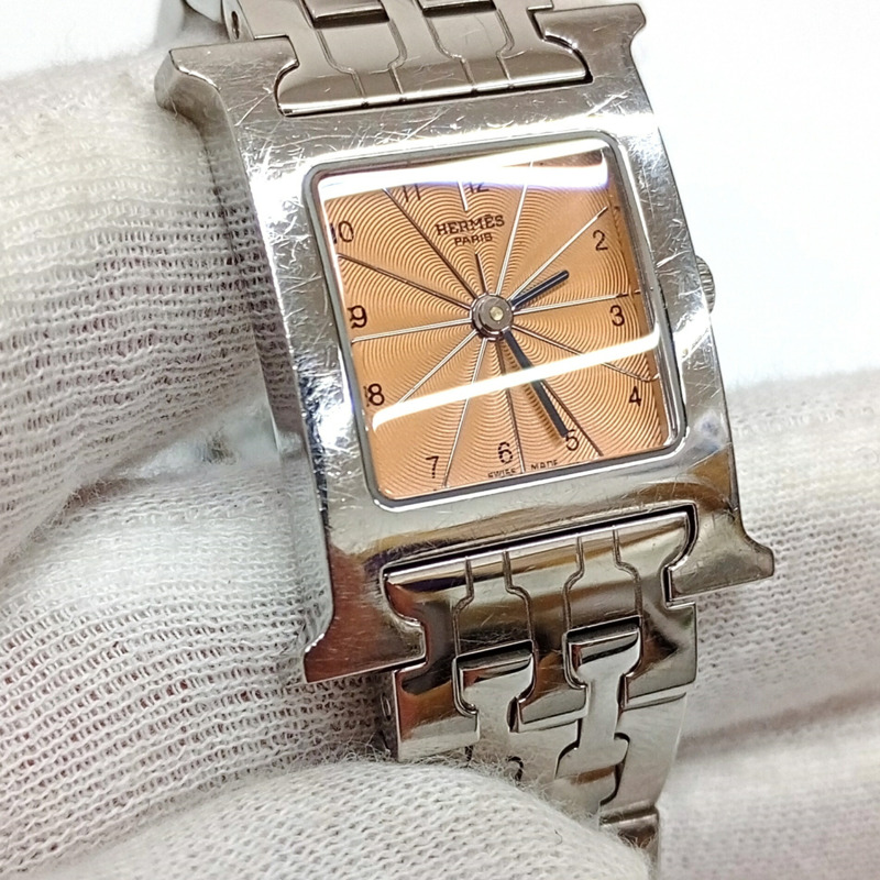 愛馬仕 HH1.210 H 手錶,石英機芯,粉紅色錶盤,腕圍:約 14 厘米,JA-26033-5