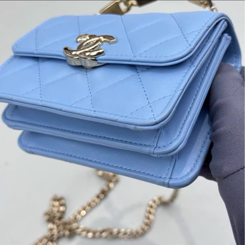 【全網最低價】 Chanel 22s 蓝色琺瑯小廢包-7