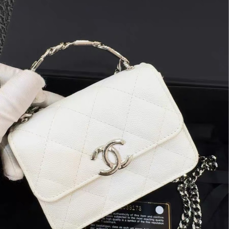 【全網最低價】 Chanel 白色琺瑯小廢包 97新-1