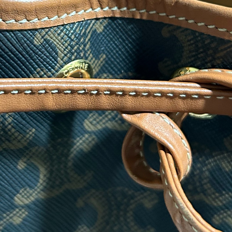 CELINE 賽琳標識印花牛皮革繩索手袋水桶包有防塵袋 超級可愛🎀-10