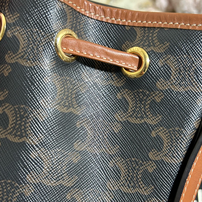 CELINE 賽琳標識印花牛皮革繩索手袋水桶包有防塵袋 超級可愛🎀-11