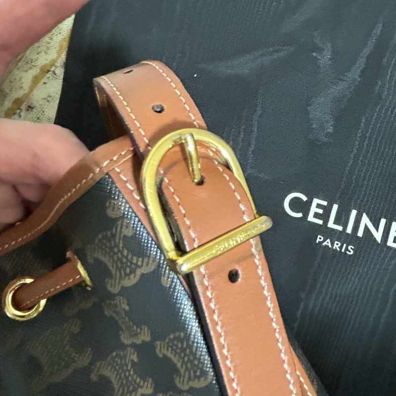 CELINE 賽琳標識印花牛皮革繩索手袋水桶包有防塵袋 超級可愛🎀-18