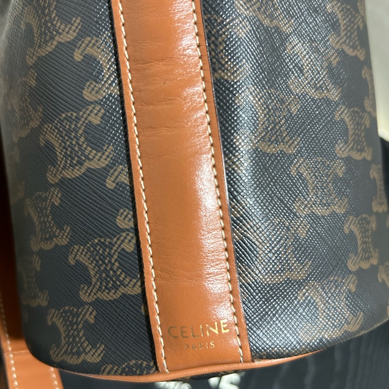 CELINE 賽琳標識印花牛皮革繩索手袋水桶包有防塵袋 超級可愛🎀-19