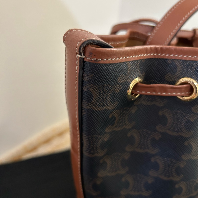 CELINE 賽琳標識印花牛皮革繩索手袋/水桶包/有防塵袋🎀-29