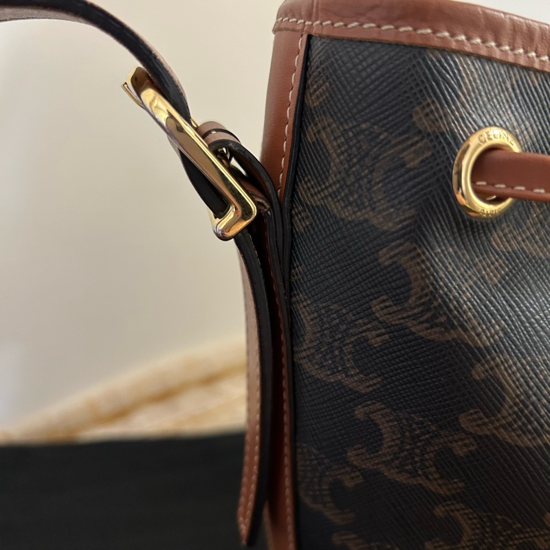 CELINE 賽琳標識印花牛皮革繩索手袋/水桶包/有防塵袋🎀-33