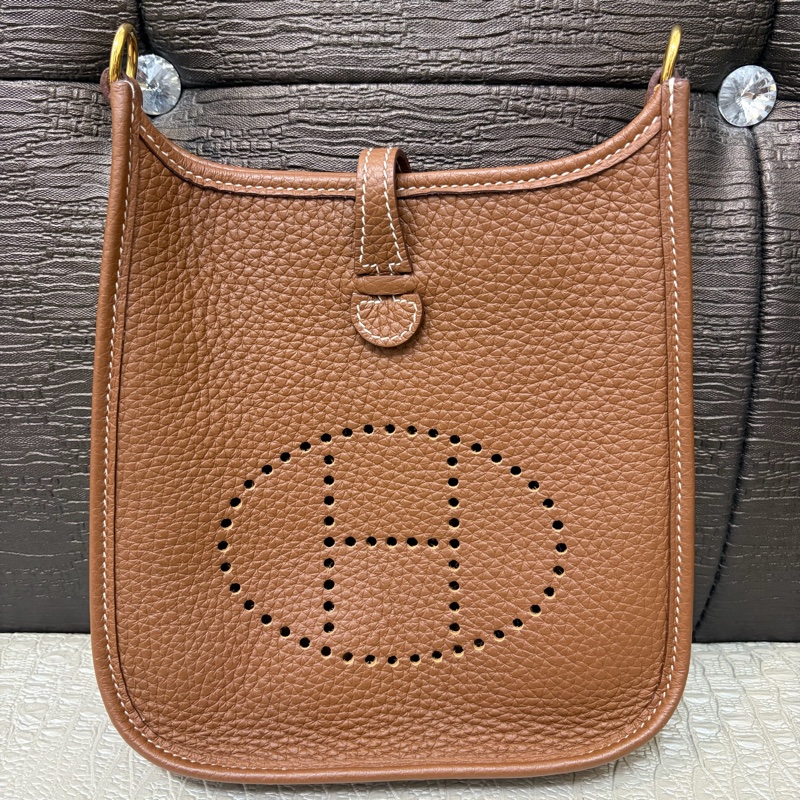 Hermes 金棕TC金釦Mini Eveylne 一代-1
