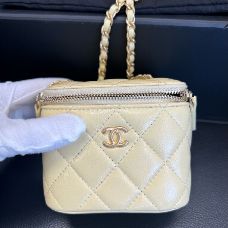 【全網最低價】Chanel金球方盒子 淡黃色 99新 原膜未撕-1