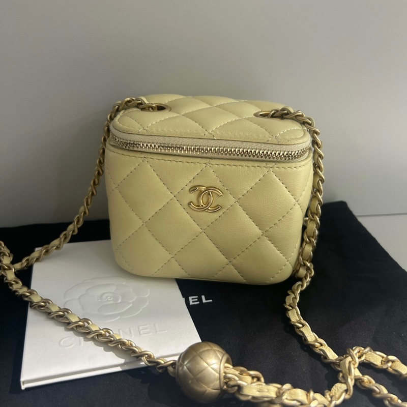【全網最低價】Chanel金球方盒子 淡黃色 97新-0