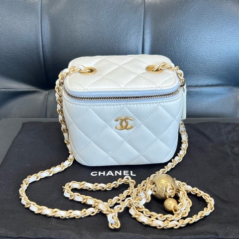 【全網最低價】Chanel 金球方盒子白色 98新