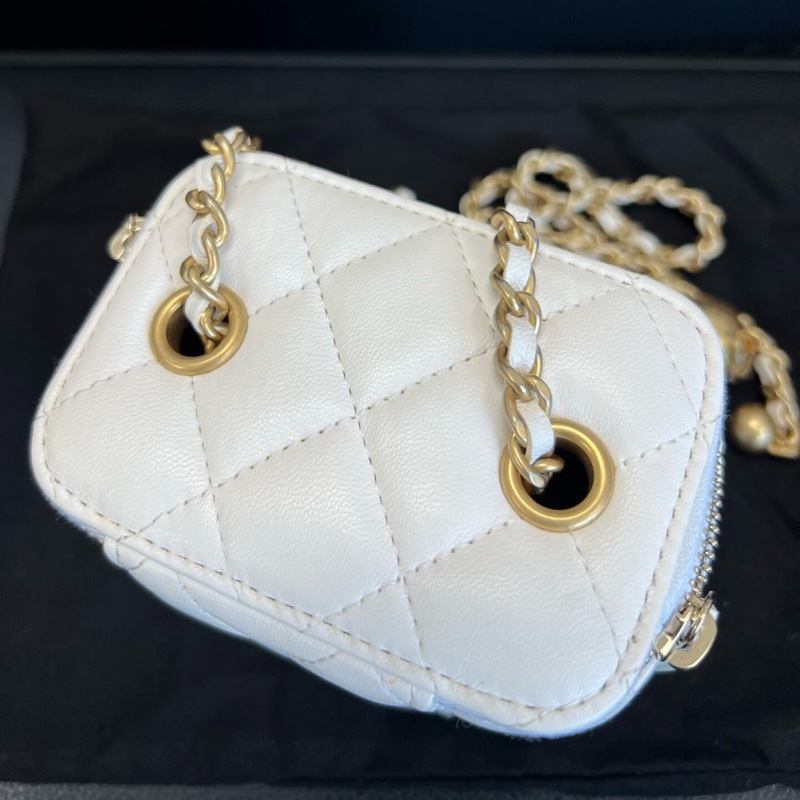 【全網最低價】Chanel 金球方盒子白色 98新-5