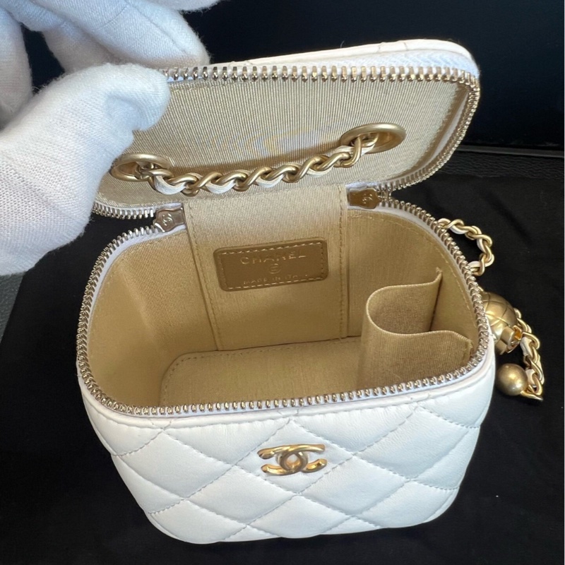 【全網最低價】Chanel 金球方盒子白色 98新-7
