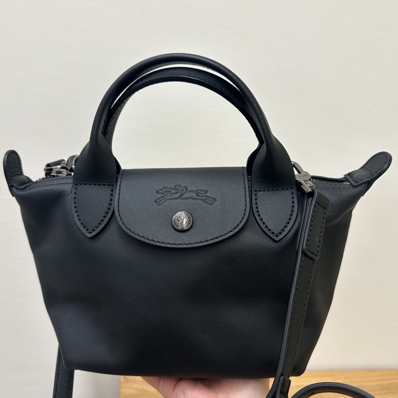 Longchamp 皮革 9.5新 手提 斜背包 水餃包-5