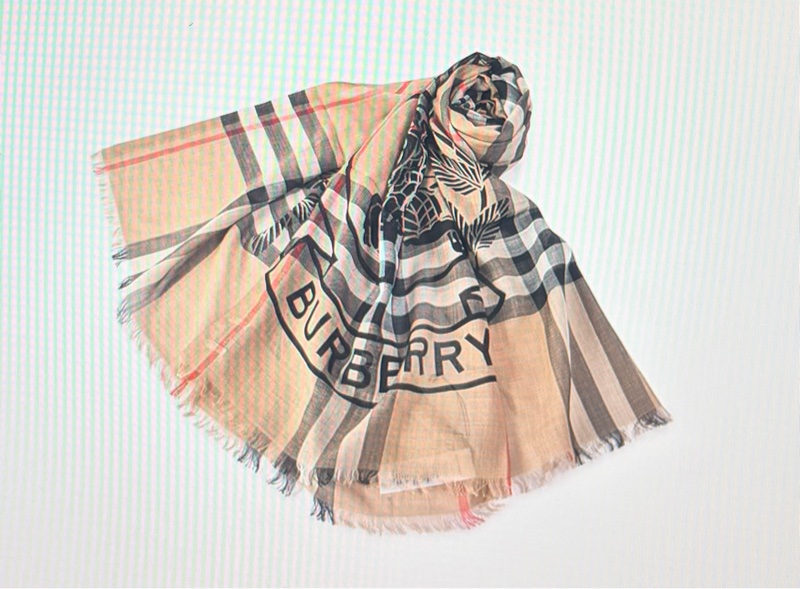 BURBERRY 經典格紋戰馬騎士圖徽羊毛混絲輕盈圍巾 220*70-8