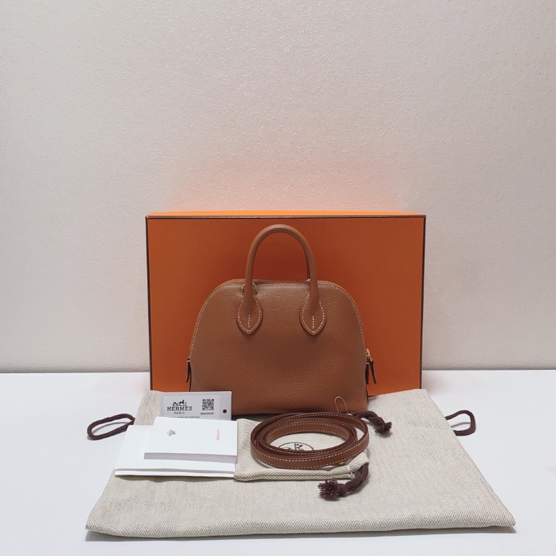 Hermes mini金棕保齡球bolide手提斜背包18×8×13cm， 99新配件塵袋盒子購證-1