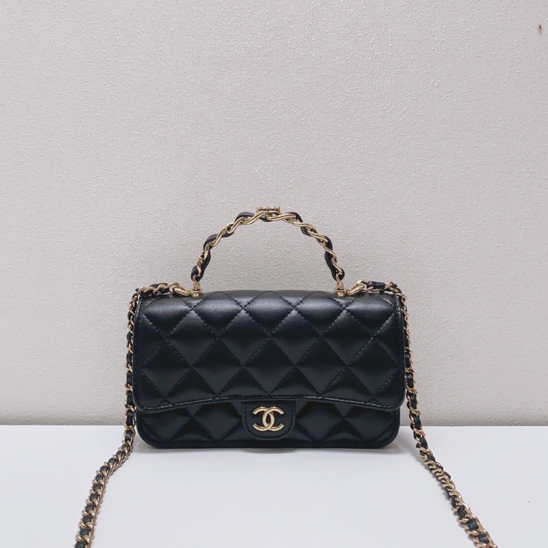 CHANEL 羊皮23手柄woc手機包黑色金扣肩背斜背包16×4×9 99新配件塵袋盒子購證-4