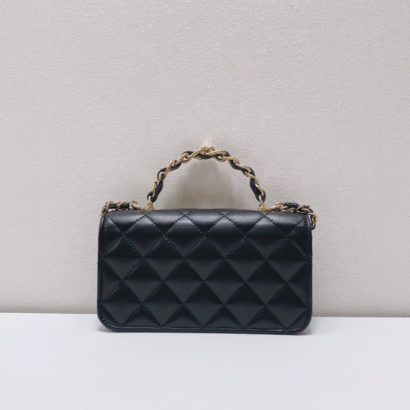 CHANEL 羊皮23手柄woc手機包黑色金扣肩背斜背包16×4×9 99新配件塵袋盒子購證-5