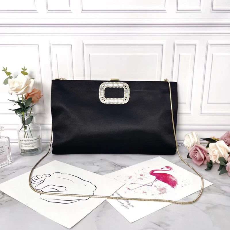 RV黑色緞面水鑽肩背晚宴包32*21 98新配件盒子塵袋-1