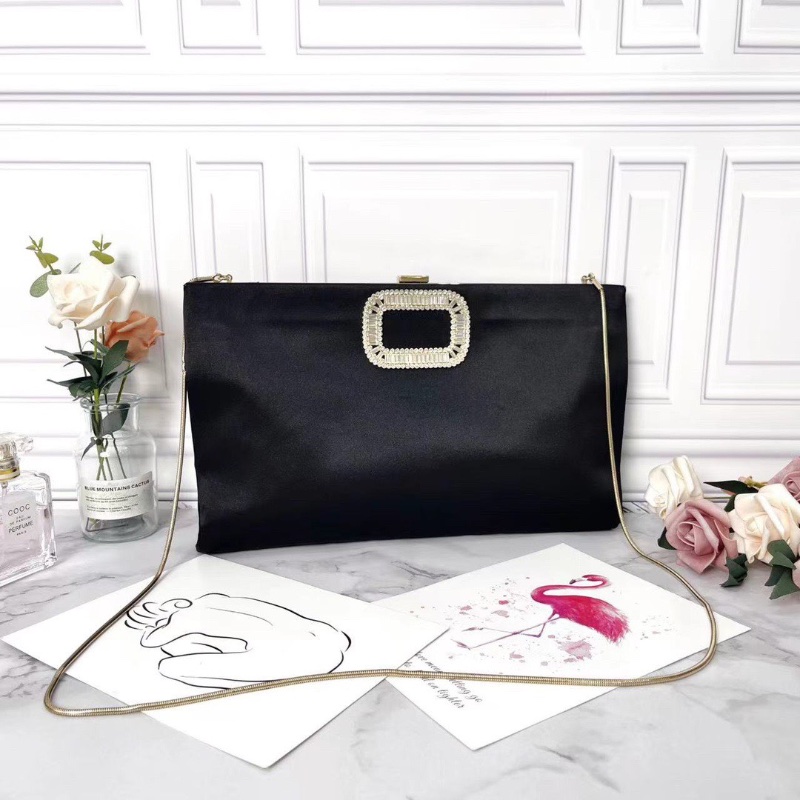 RV黑色緞面水鑽肩背晚宴包32*21 98新配件盒子塵袋-4