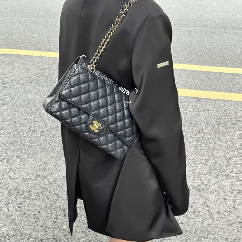 🖤香奈兒經典coco25/Chanel黑金荔枝皮CF25 A01112-0