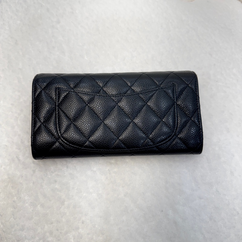 🩶香奈兒芯片Chanel黑金荔枝皮coco下蓋長夾AP0241-2