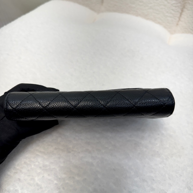 🩶香奈兒芯片Chanel黑金荔枝皮coco下蓋長夾AP0241-6