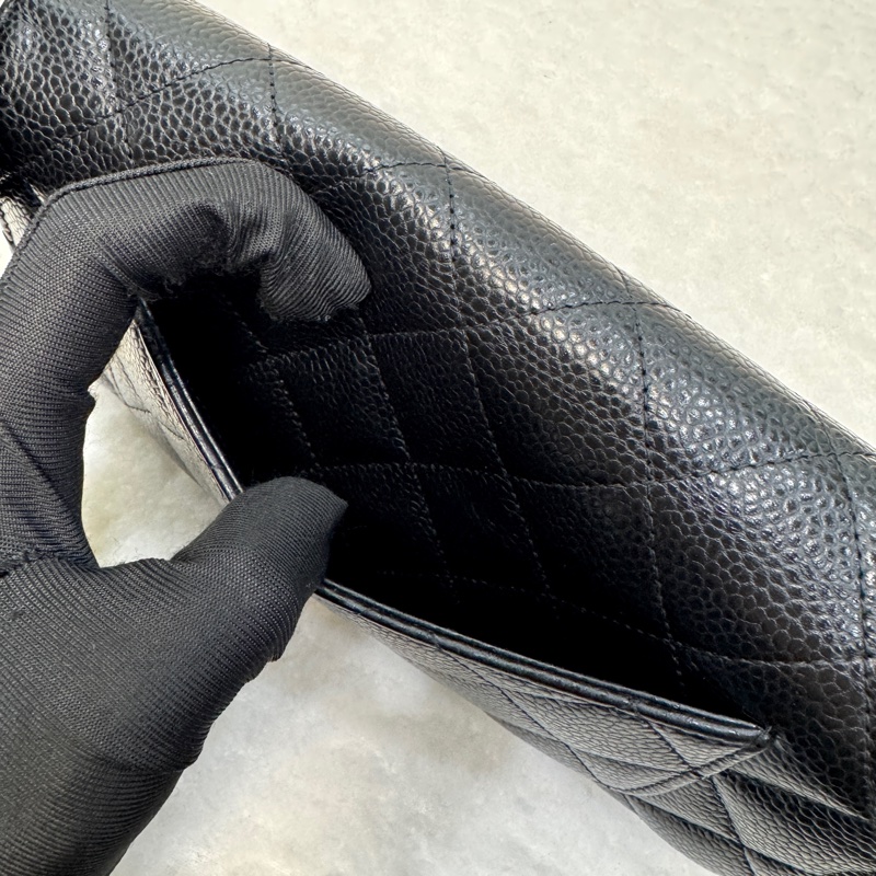 🩶香奈兒芯片Chanel黑金荔枝皮coco下蓋長夾AP0241-9